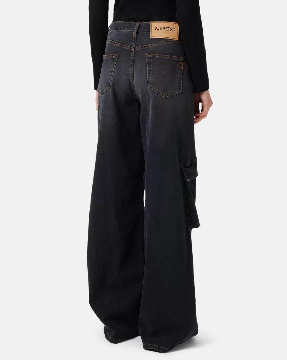 Iceberg 5 Pocket Trousers In Black Denim | Women Daywear Ice | Trousers