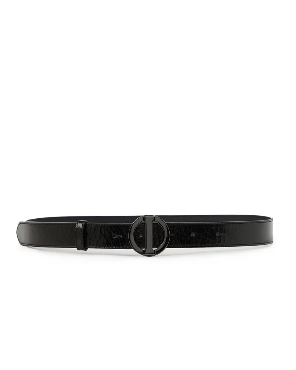 Iceberg Alias Leather Belt With Monogram Logo Buckle | Women Bags And Belts