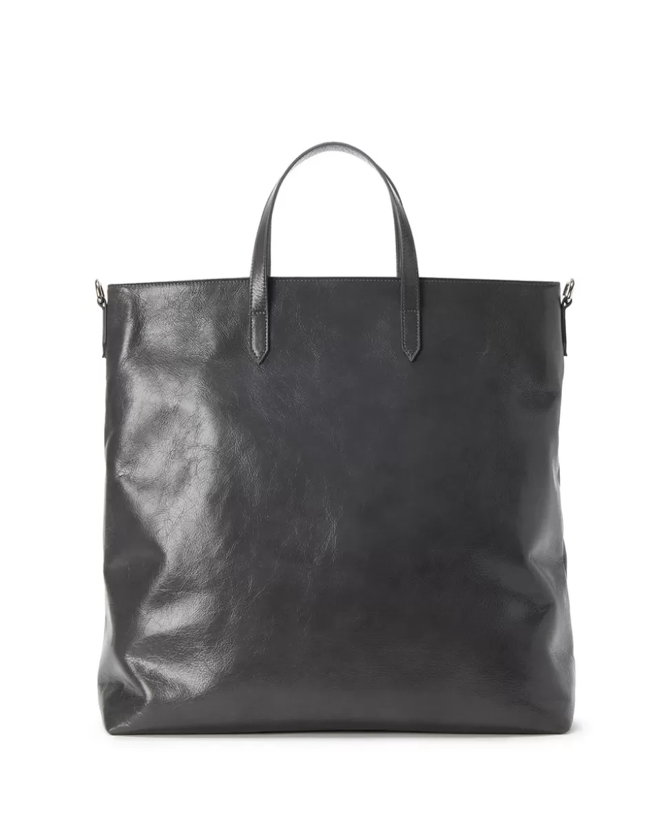 Iceberg Alias Leather Shopper Bag With Pocket Closure And Logo | Women Bags And Belts