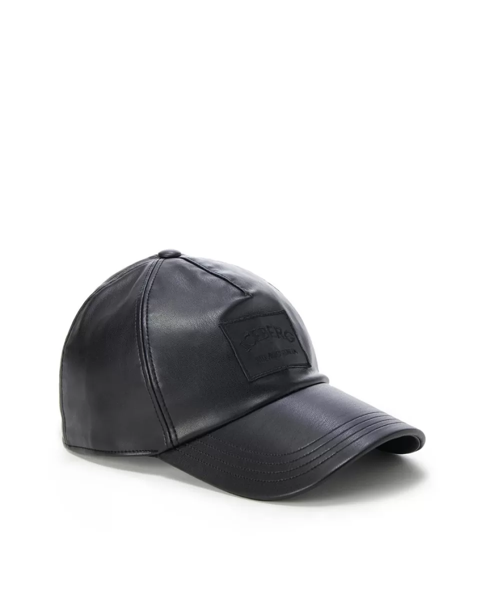 Iceberg Baseball Cap In Imitation Leather | Women Hats And Scarves