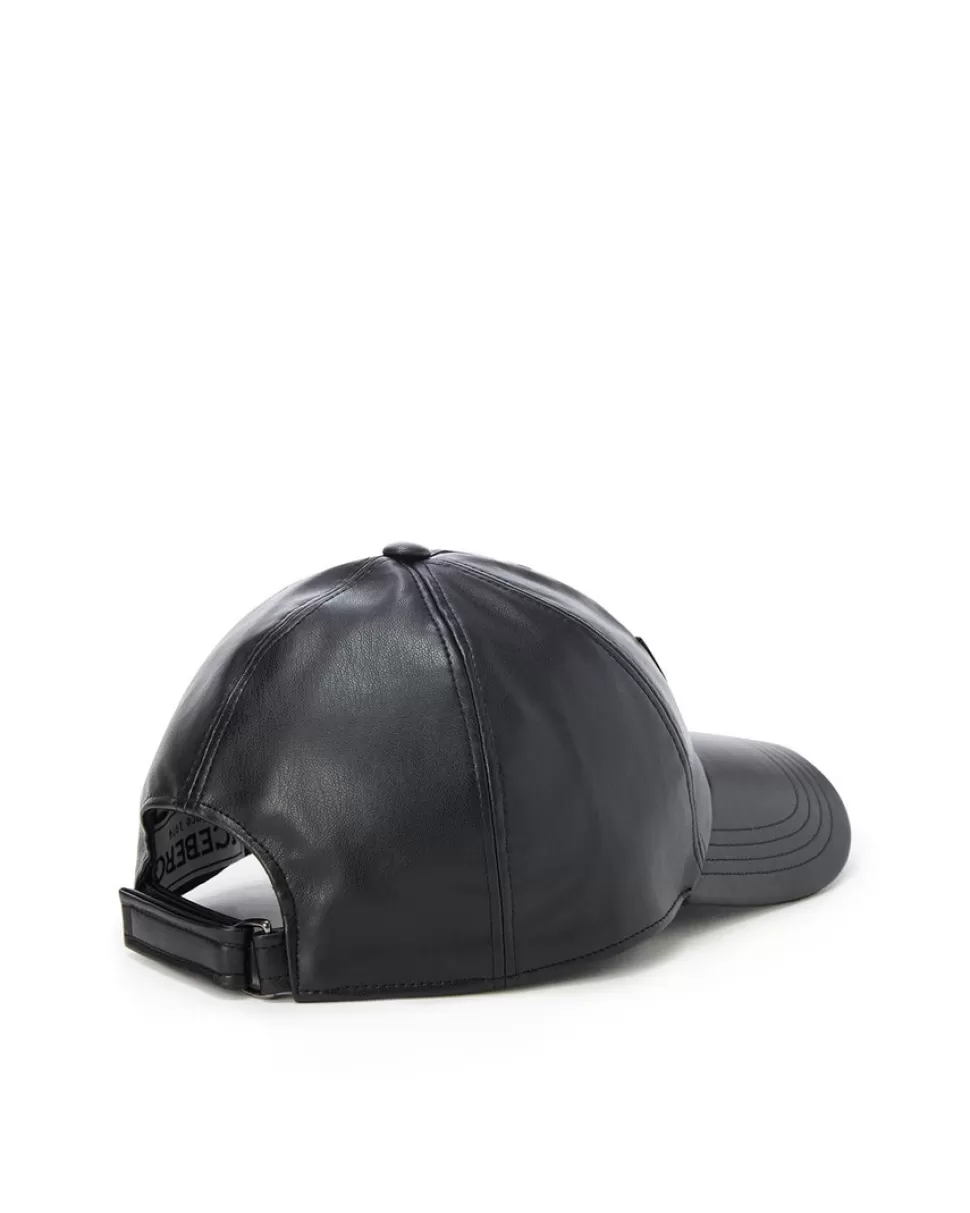 Iceberg Baseball Cap In Imitation Leather | Women Hats And Scarves