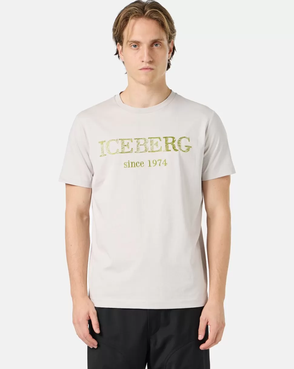 Iceberg Beige Crewneck Sweatshirt With Embroidered Logo | T-Shirts And Polo