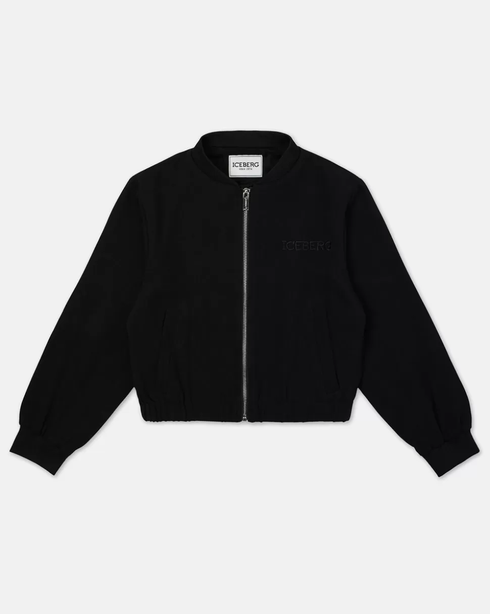 Iceberg Black College Bomber Jacket | Kids Girl Fw24