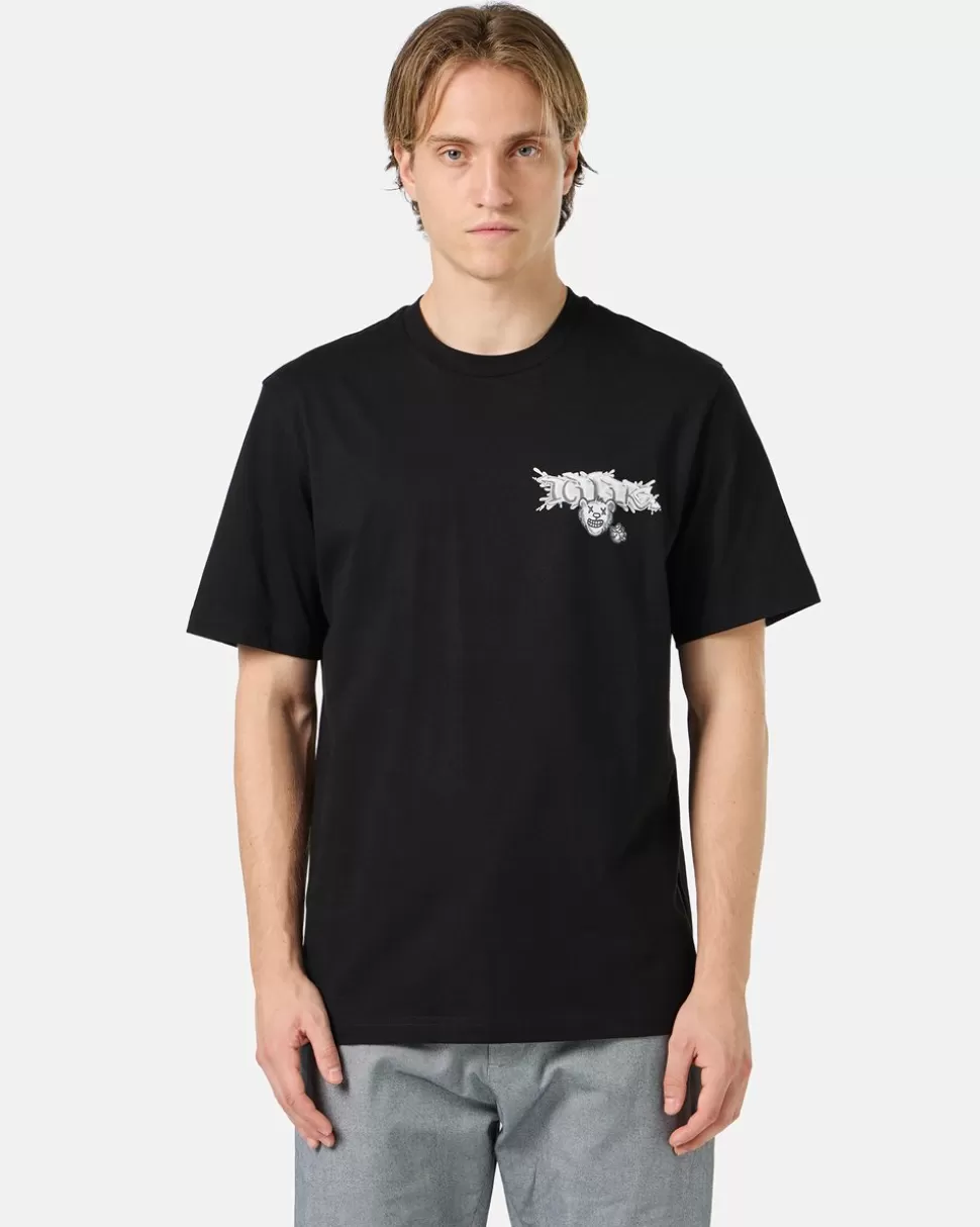 Iceberg Black Cotton Jersey T-shirt With Splash And Bear Logo Print On The Heart | T-Shirts And Polo