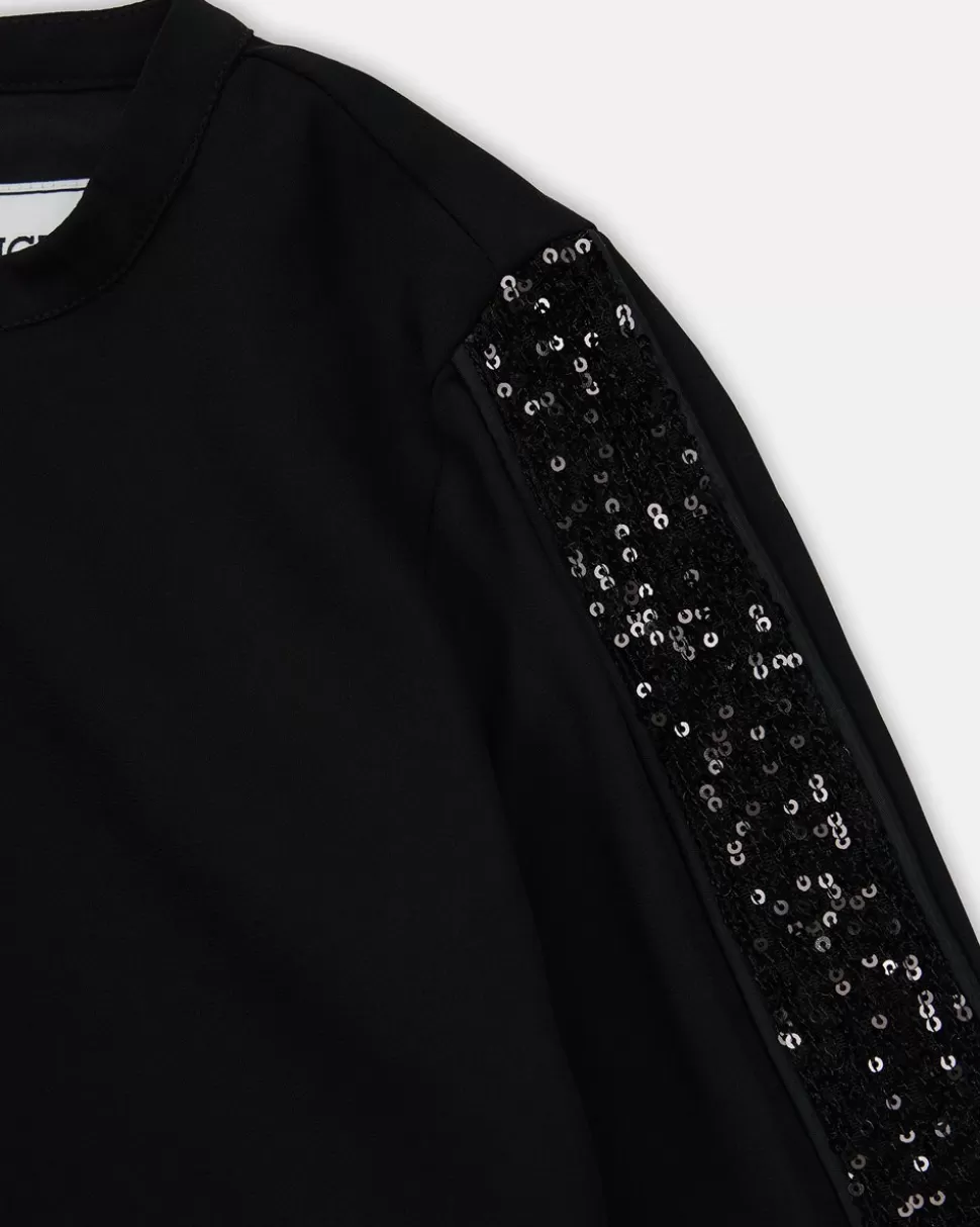Iceberg Black Crew Neck Crop Sweatshirt With Sequins And Zip On The Back | Kids Girl Fw24