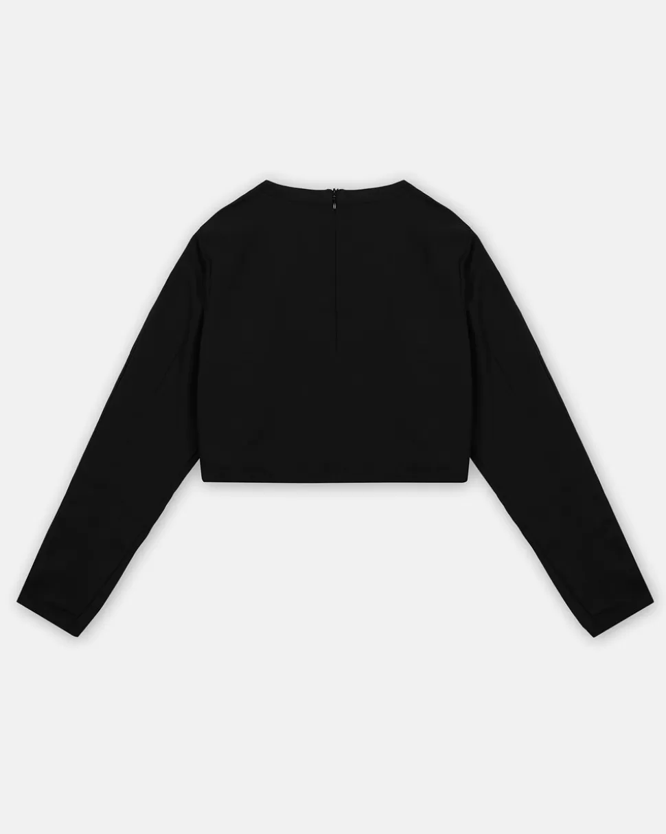 Iceberg Black Crew Neck Crop Sweatshirt With Sequins And Zip On The Back | Kids Girl Fw24
