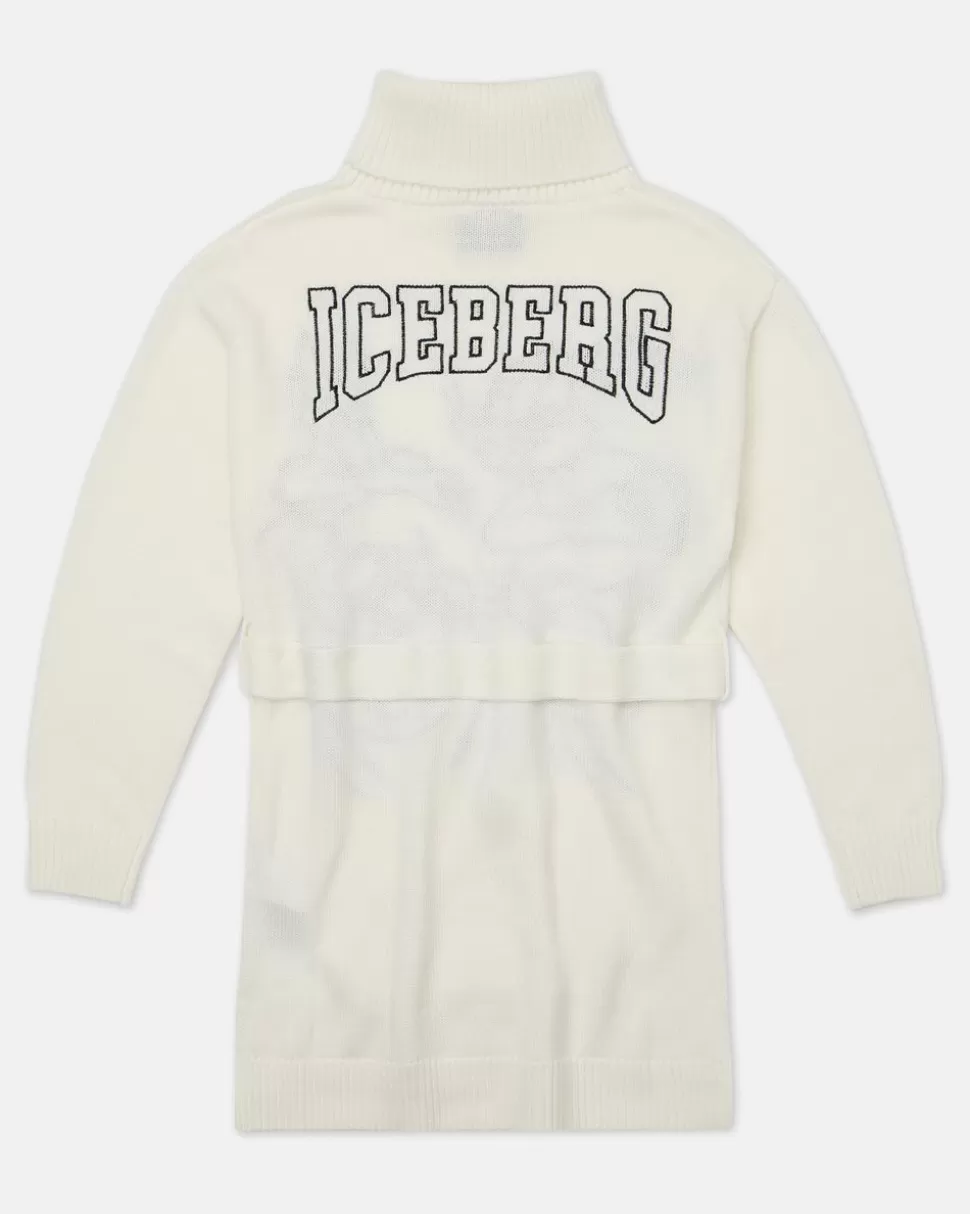 Iceberg Black Crew Neck Crop Sweatshirt With Sequins And Zip On The Back | Kids Girl Fw24