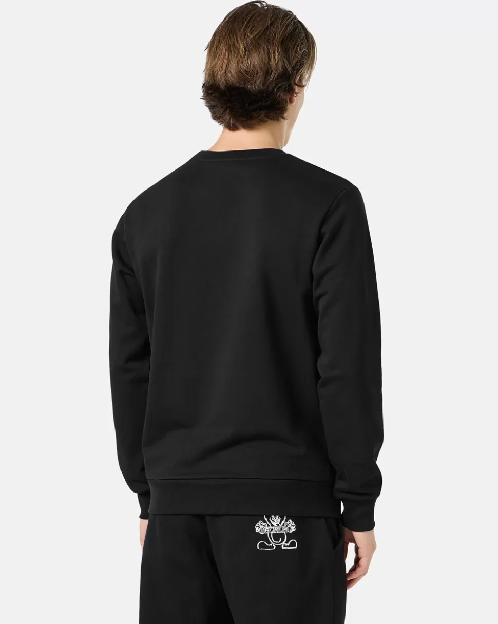 Iceberg Black Crewneck Sweatshirt With Embroidered Logo | Sweatshirts