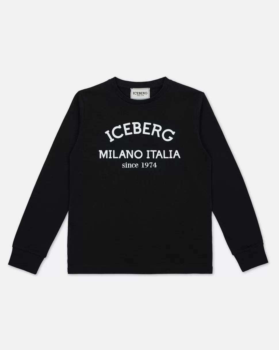 Iceberg Black Crewneck Sweatshirt With Logo | Kids/BOY Boy Fw24