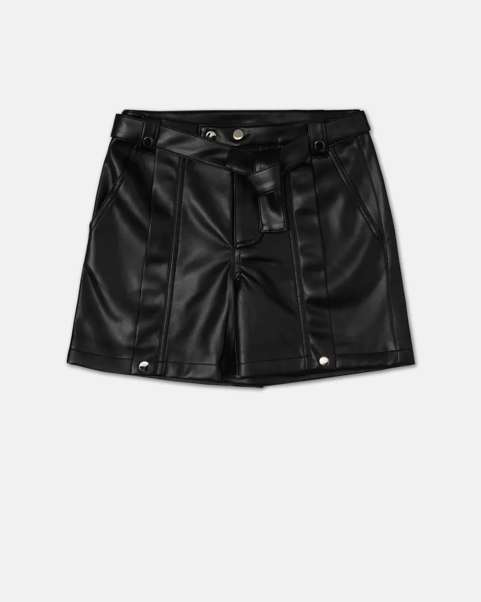 Iceberg Black Eco-leather Shorts With Waistband And Studs | Kids Girl Fw24