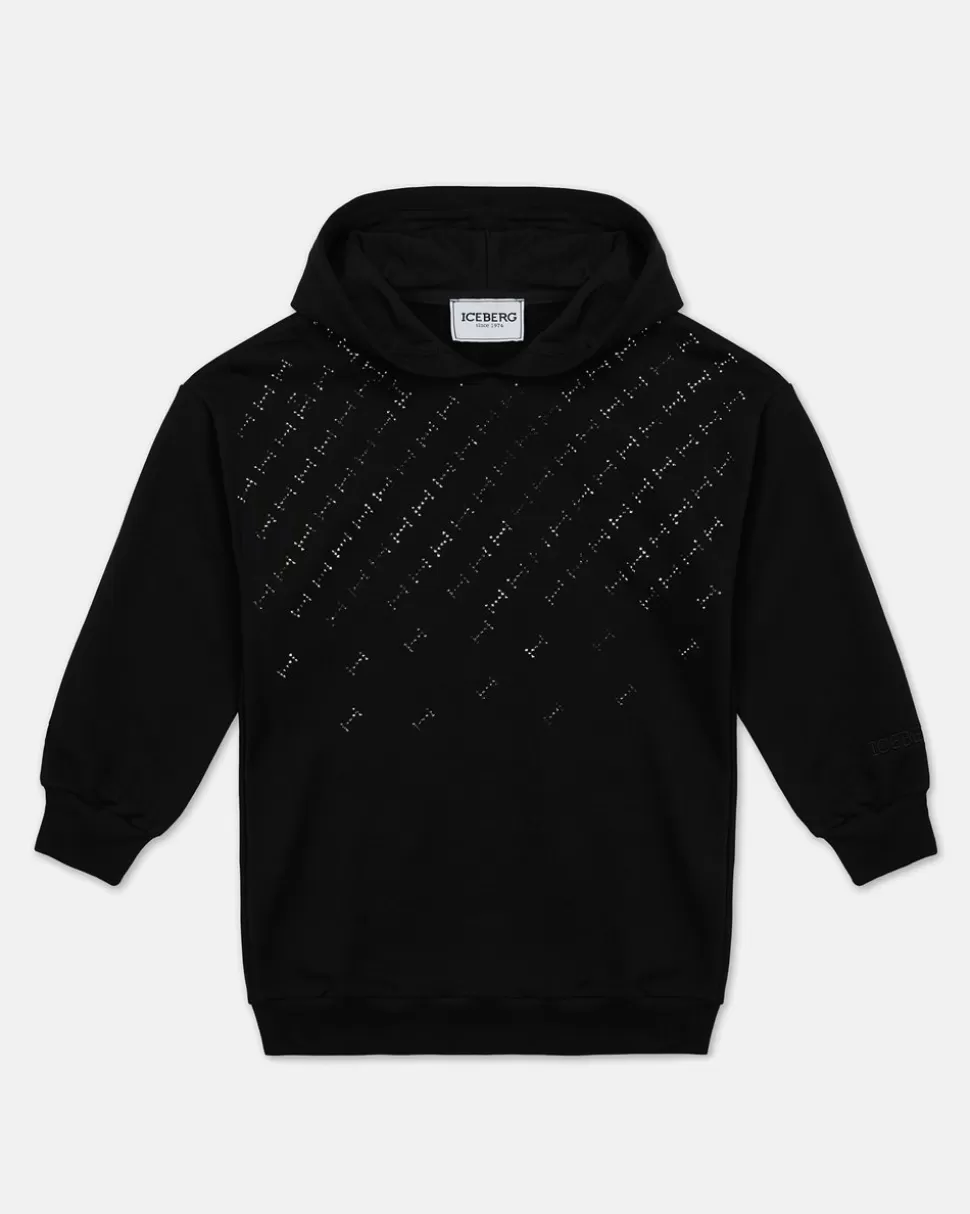 Iceberg Black Hoodie With Studs | Kids Girl Fw24