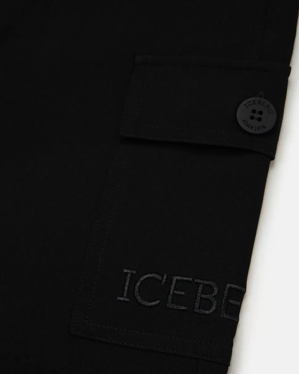 Iceberg Black Jogger-style Trousers With Side Pocket And Logo | Kids Girl Fw24