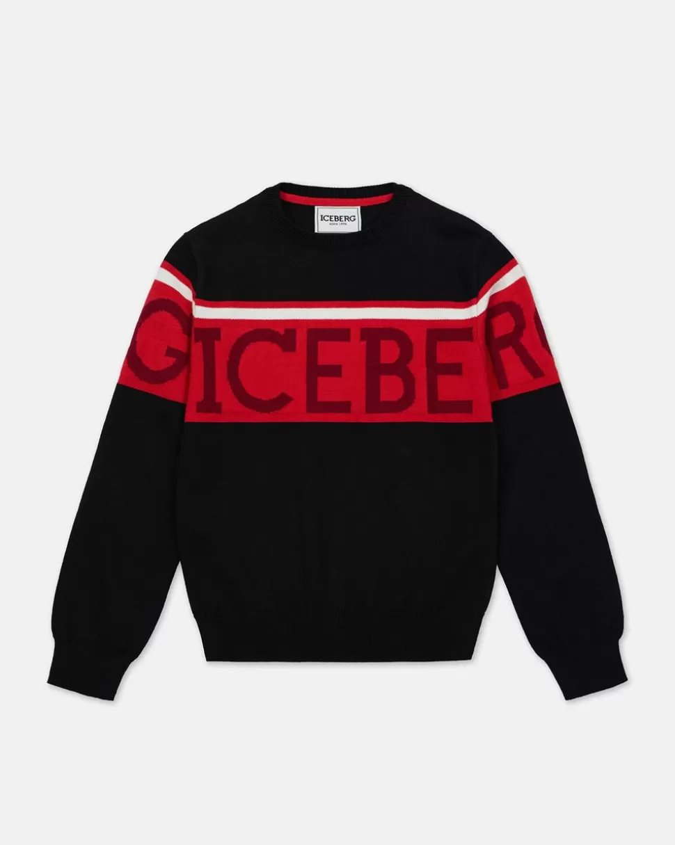 Iceberg Black Long-sleeved Crew-neck Sweater | Kids/BOY Boy Fw24