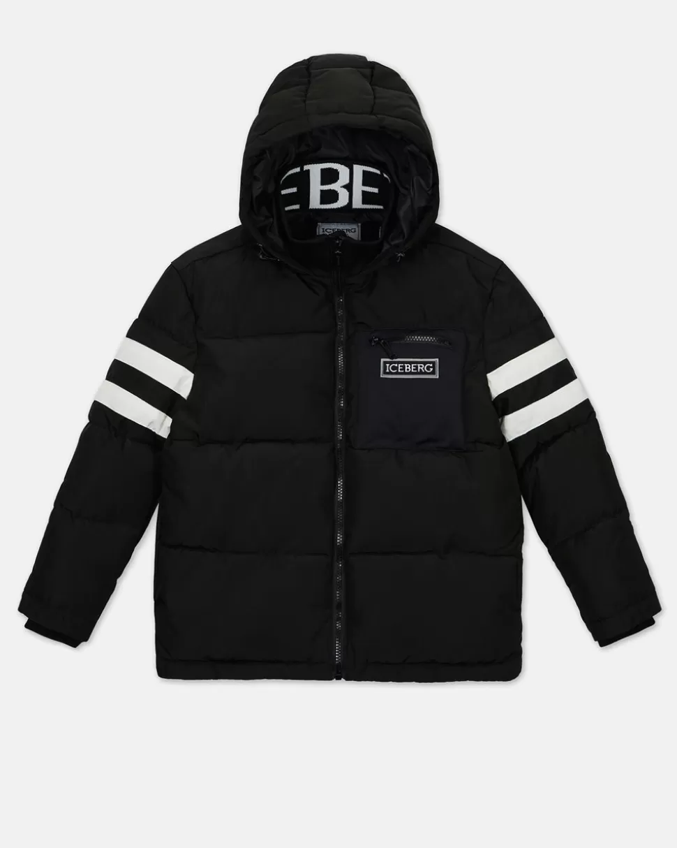 Iceberg Black Quilted Jacket With Hood And Logo | Kids/BOY Boy Fw24