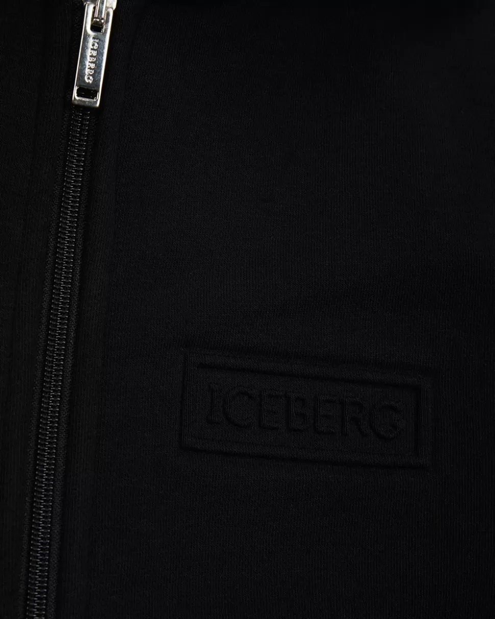 Iceberg Black Sweatshirt With Hood And Junior Collection Zip | Kids/BOY Boy Fw24