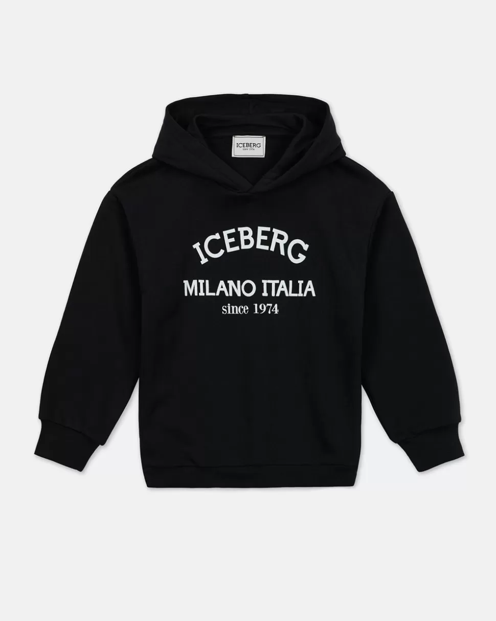 Iceberg Black Sweatshirt With Hood And Logo | Kids/BOY Boy Fw24