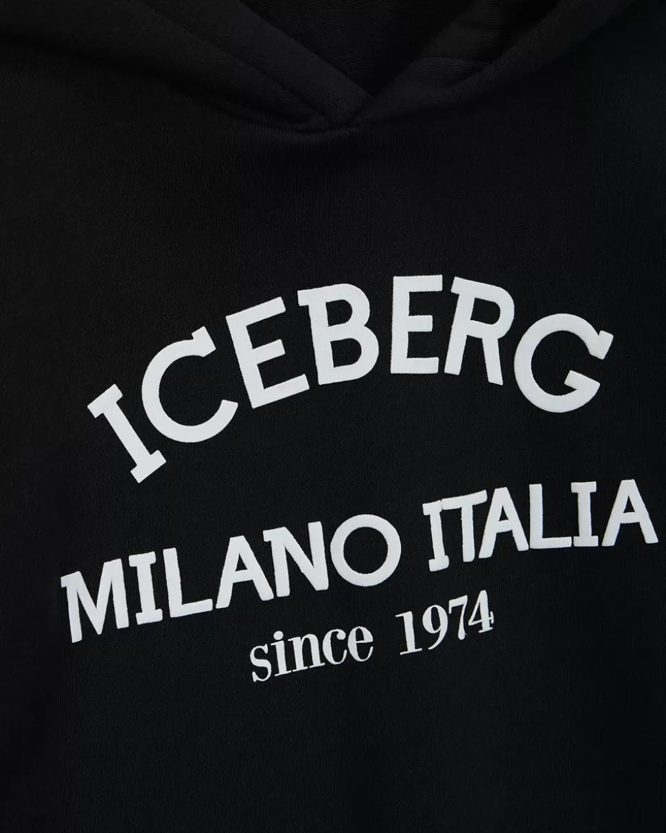 Iceberg Black Sweatshirt With Hood And Logo | Kids/BOY Boy Fw24