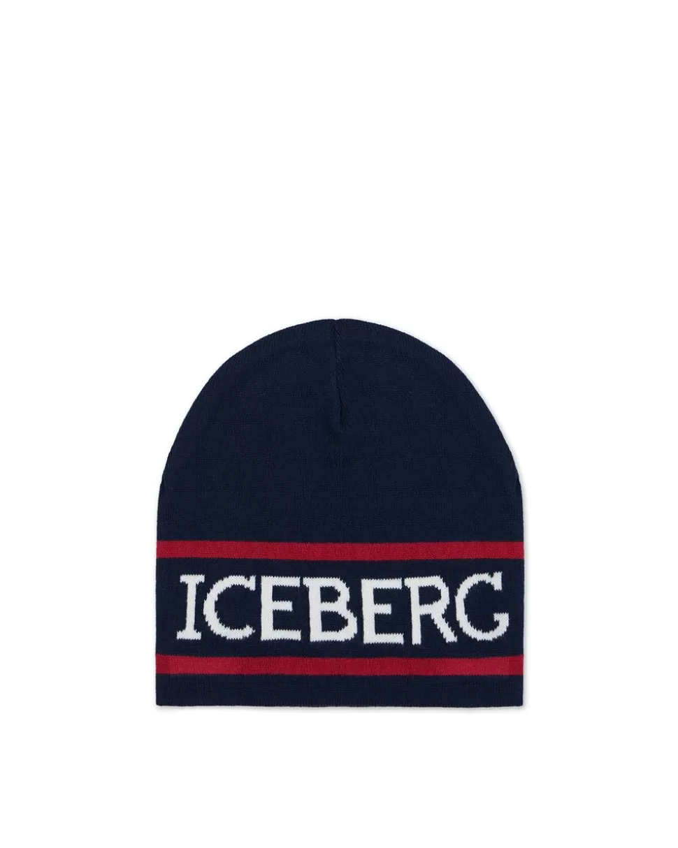 Iceberg Blue Wool Beanie Hat With Logo | Kids/BOY Boy Fw24