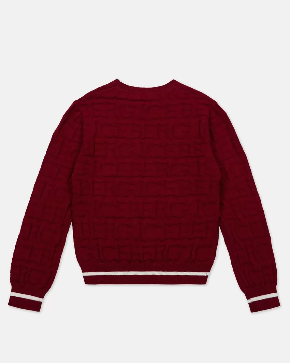 Iceberg Burgundy Solid Color Crew Neck Sweater | Kids/BOY Boy Fw24