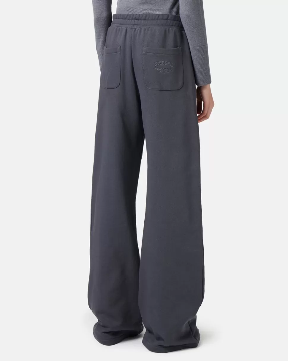 Iceberg Cotton Fleece Trousers With Logo | Women Trousers