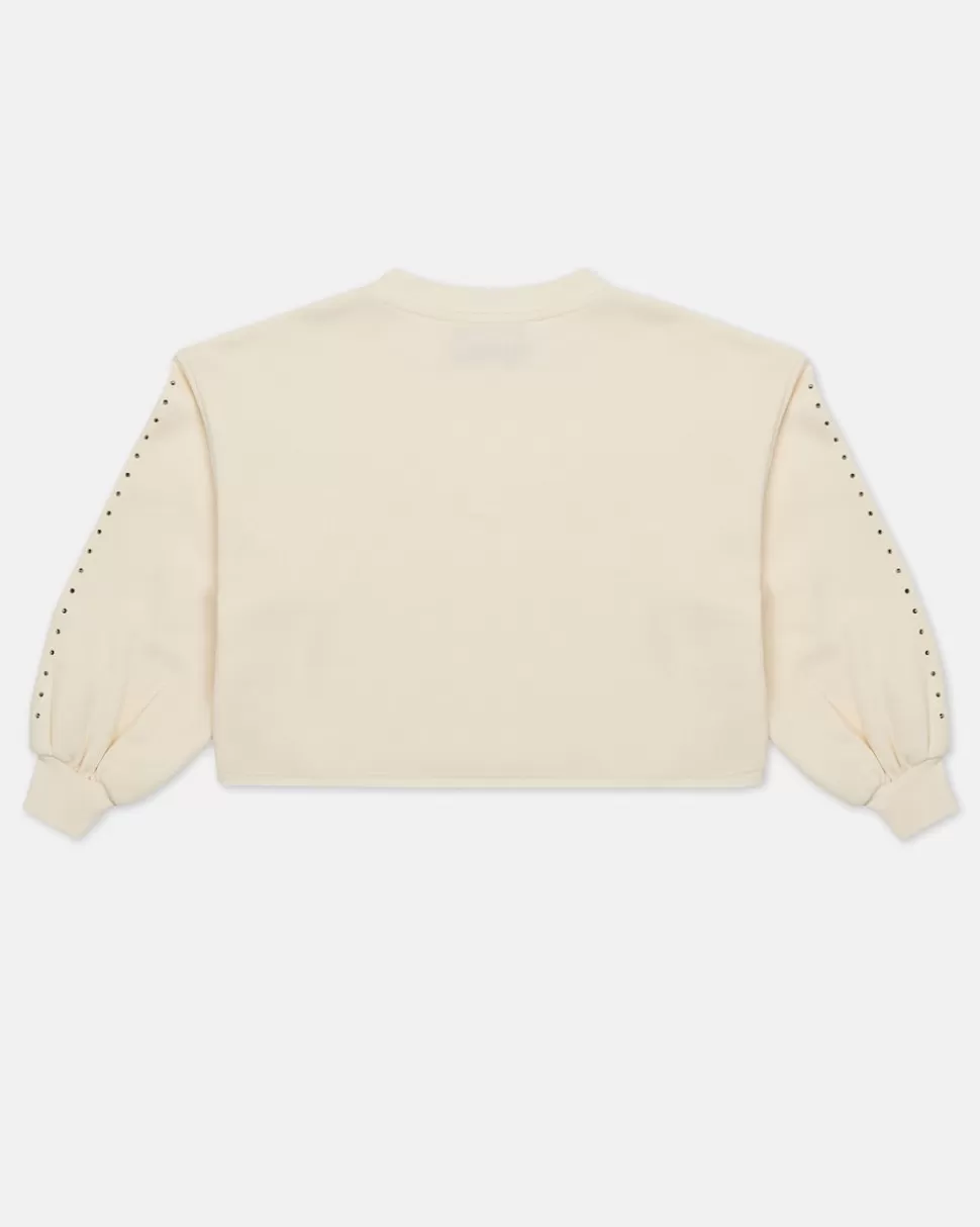 Iceberg Cream-colored Crop Sweatshirt With Studs And Logo | Kids Girl Fw24