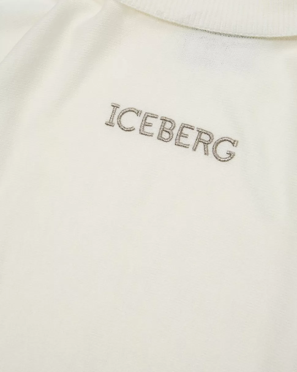 Iceberg Creamy White Wool Sweater With High Neck And Logo | Kids Girl Fw24