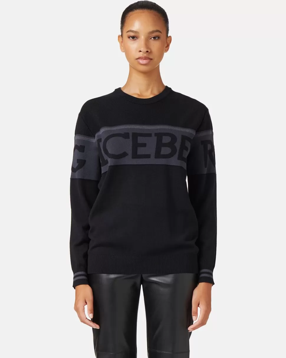 Iceberg Crew-neck Sweater In Merino Wool | Women Knitwear