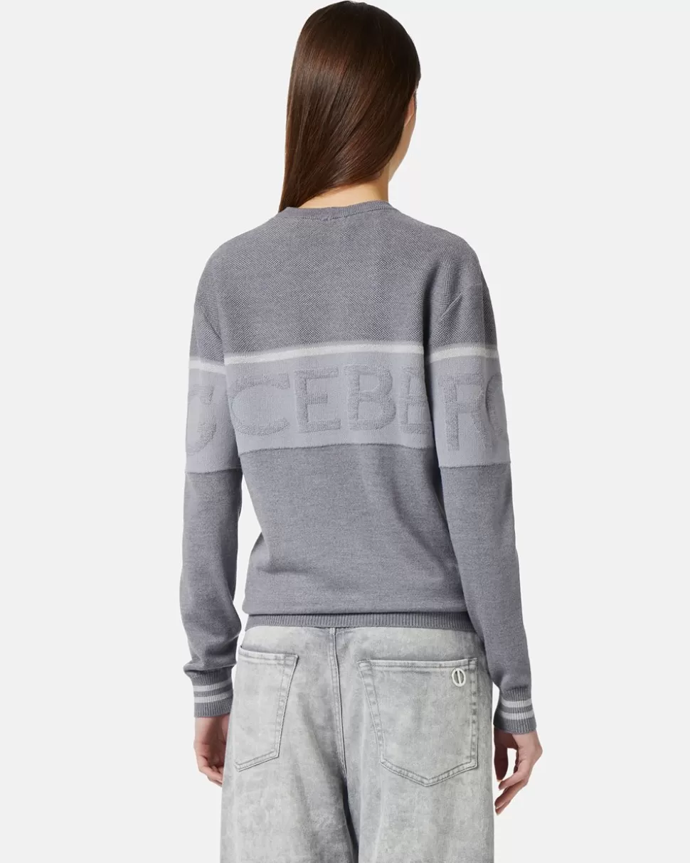 Iceberg Crew-neck Sweater In Merino Wool | Women Daywear Ice | Knitwear