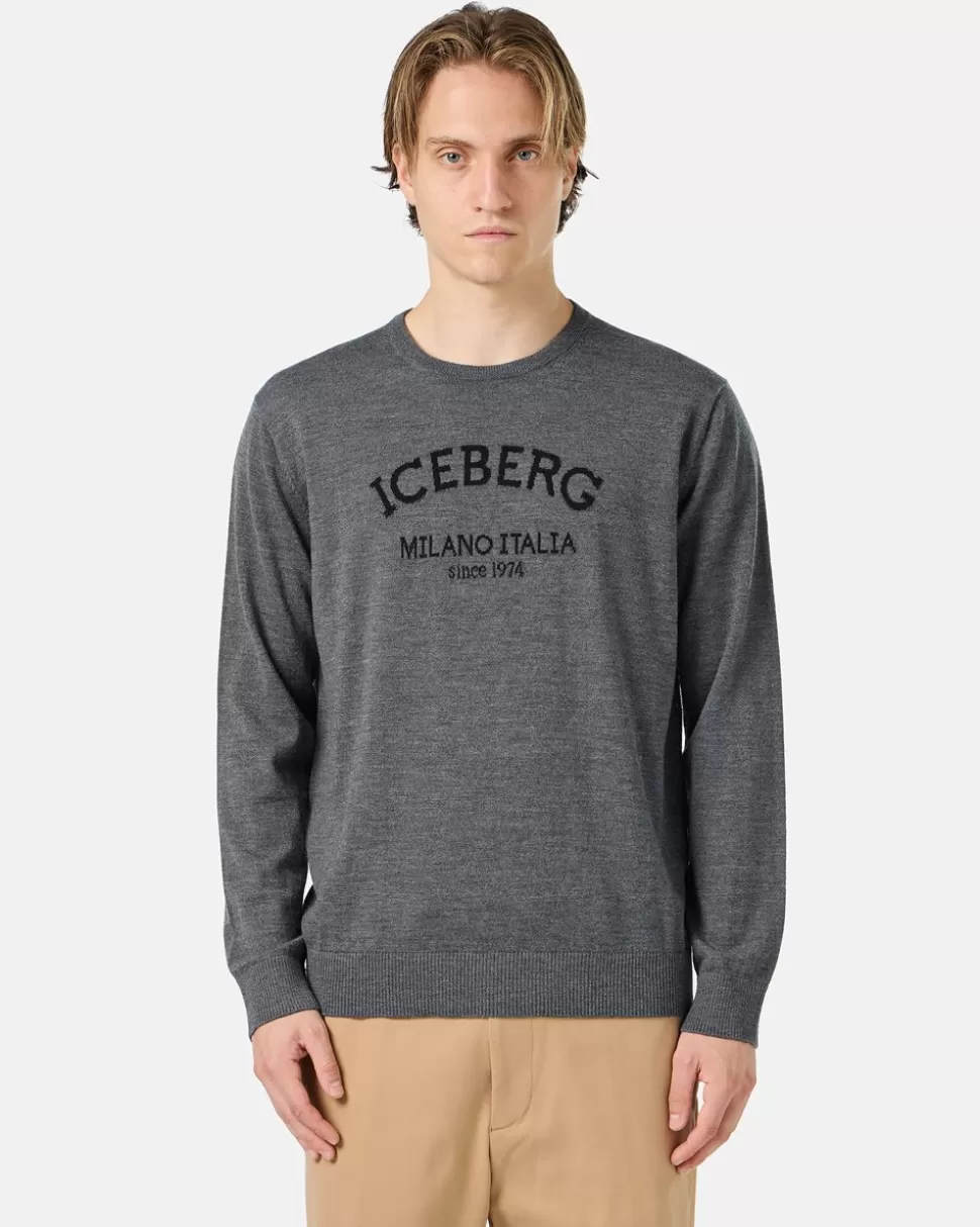 Iceberg Crew-neck Sweater With Logo | Knitwear