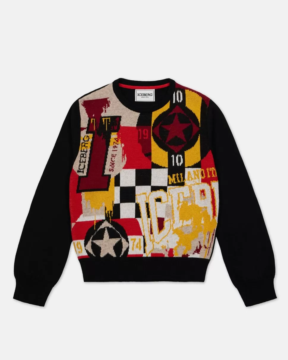 Iceberg Crew-neck Sweater With Multicolored Pattern | Kids/BOY Boy Fw24