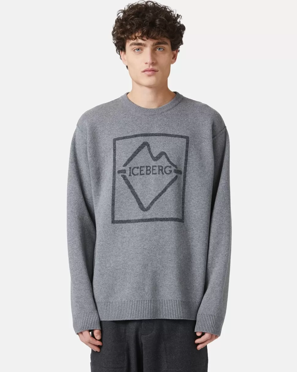 Iceberg Crew-neck Wool Blend Sweater | Wool Double | Knitwear