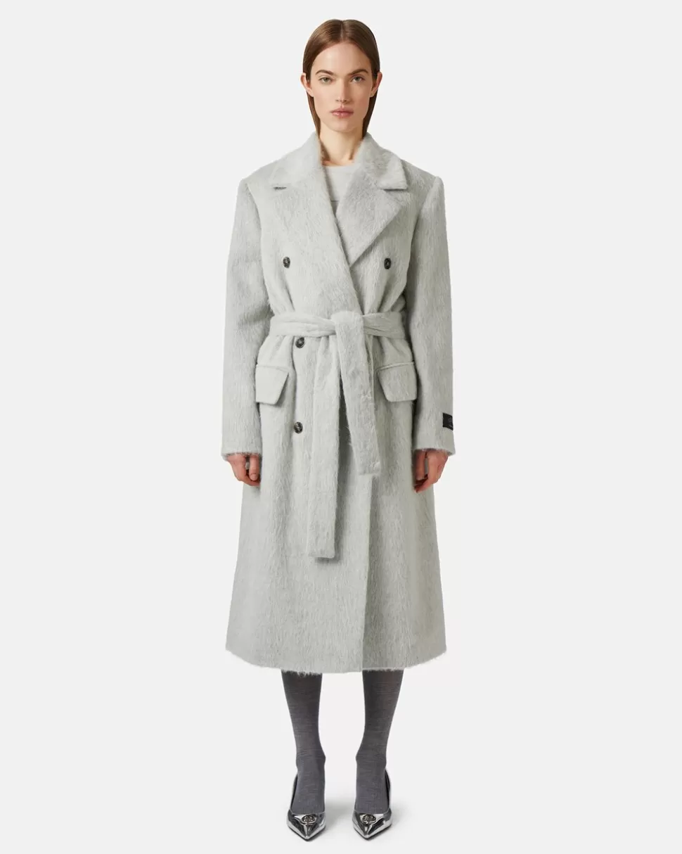 Iceberg Double-breasted Coat In Velor Cloth | Women Outerwear | Daywear Ice