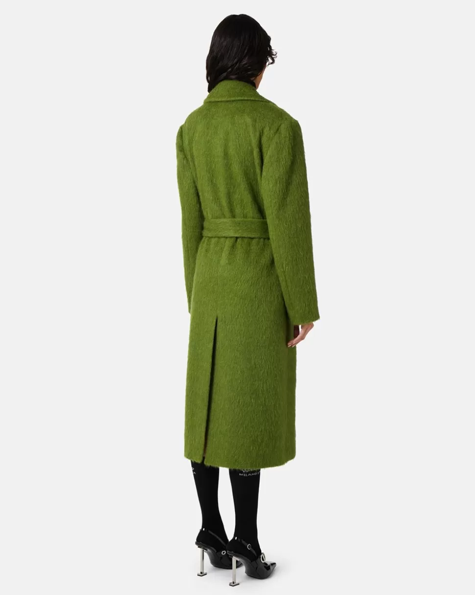 Iceberg Double-breasted Coat In Velor Cloth | Women Cactus Snake | Outerwear