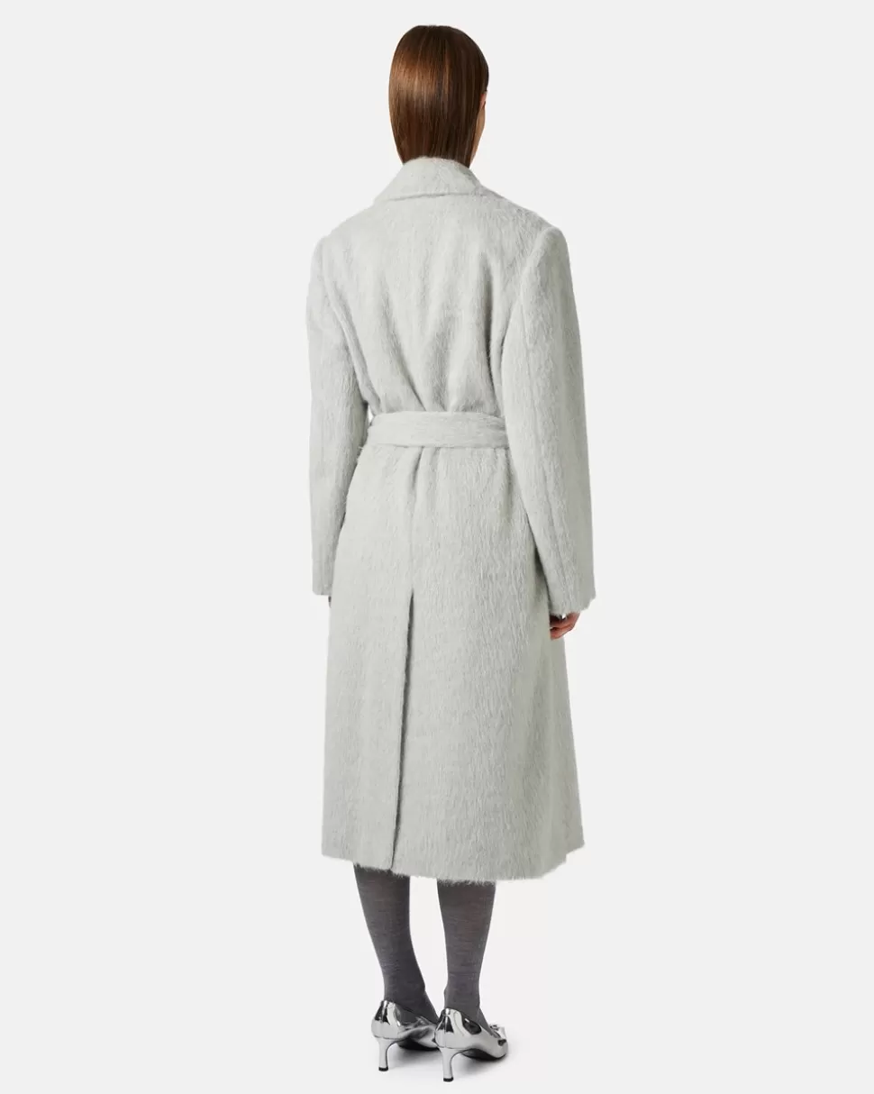 Iceberg Double-breasted Coat In Velor Cloth | Women Outerwear | Daywear Ice