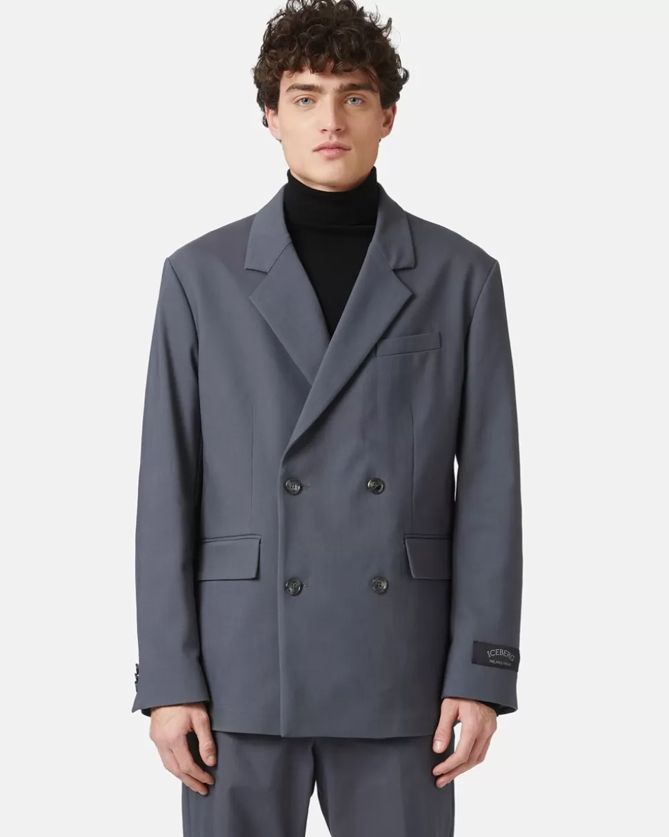 Iceberg Double-breasted Jacket In Double Stretch Fabric | Outerwear