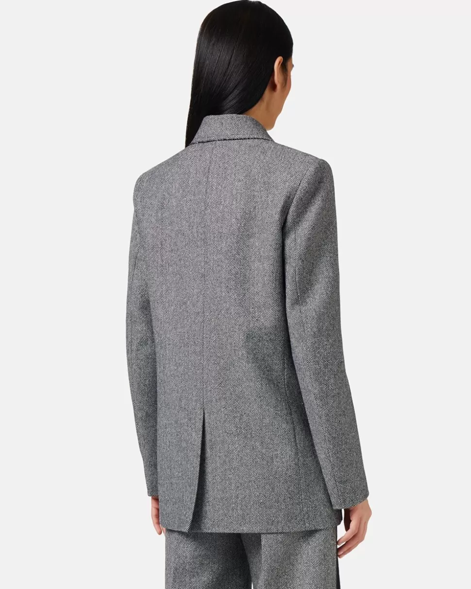 Iceberg Double-breasted Jacket In Wool Blend With Herringbone Pattern | Women Outerwear