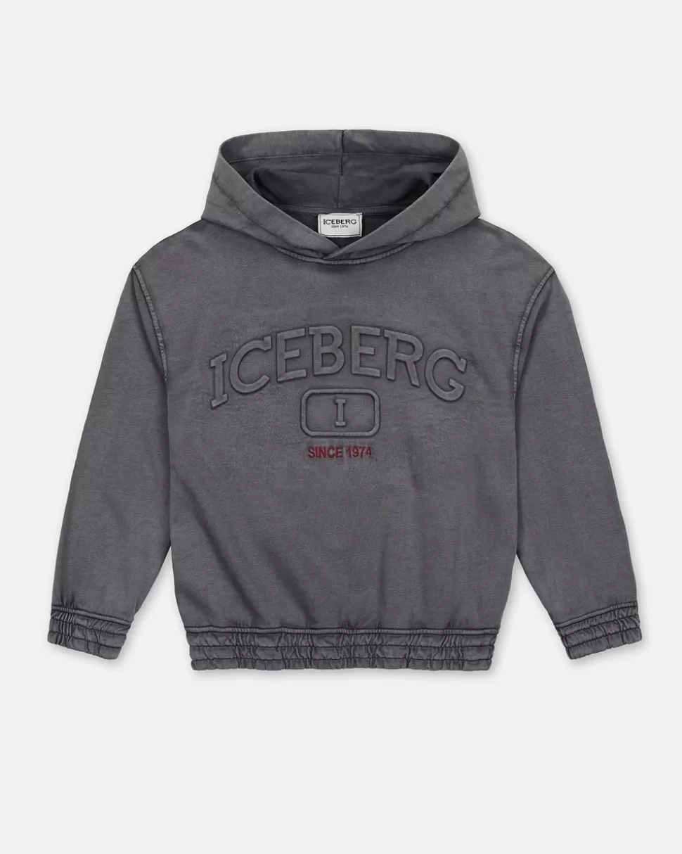 Iceberg Faded Gray Sweatshirt With Hood And Logo | Kids/BOY Boy Fw24