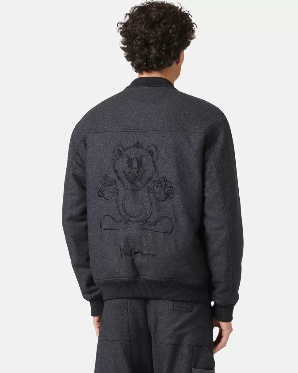 Iceberg Flannel Jacket With Embroidered Bear | Mix Material | Outerwear