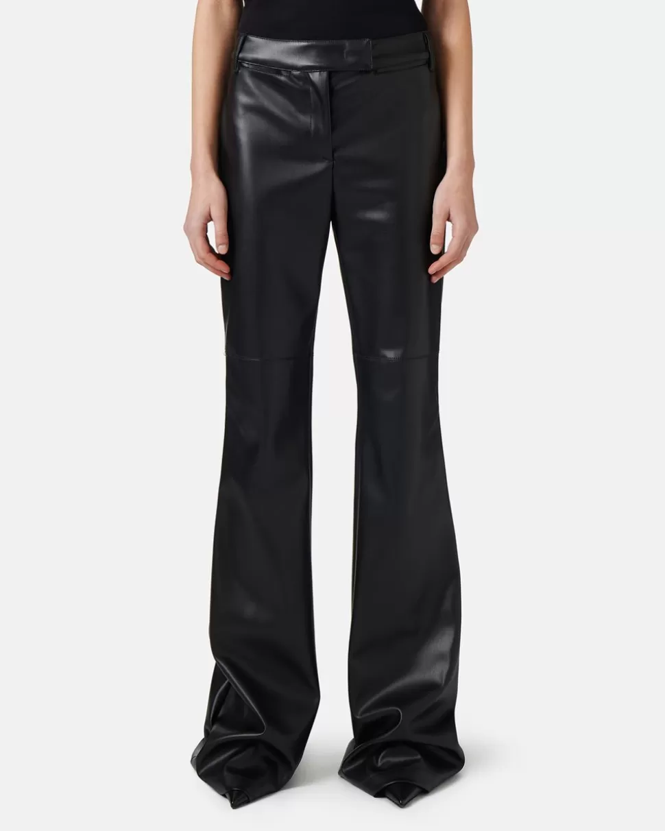 Iceberg Flare Fit Trousers In Faux Leather | Women Cactus Snake | Trousers