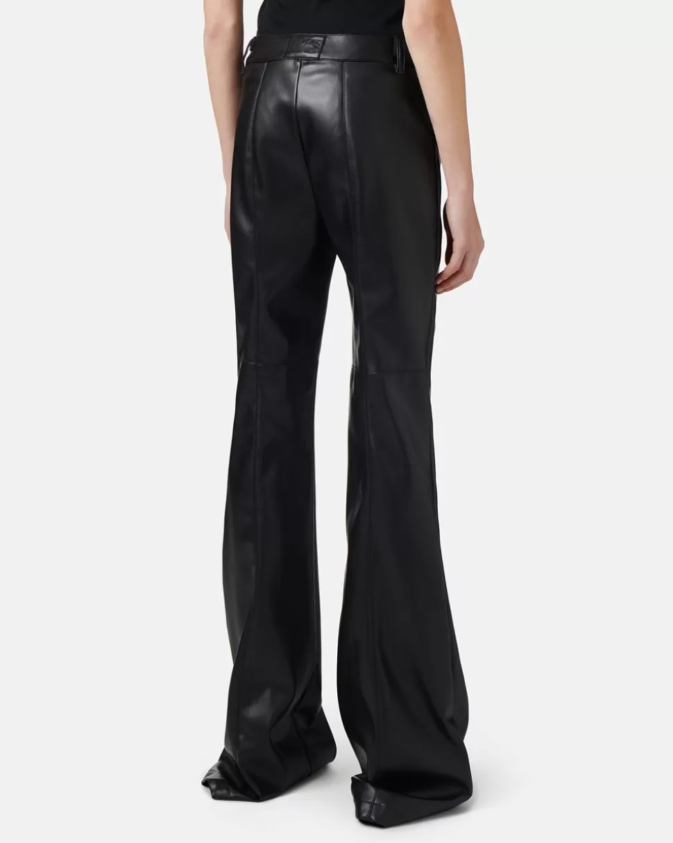 Iceberg Flare Fit Trousers In Faux Leather | Women Cactus Snake | Trousers