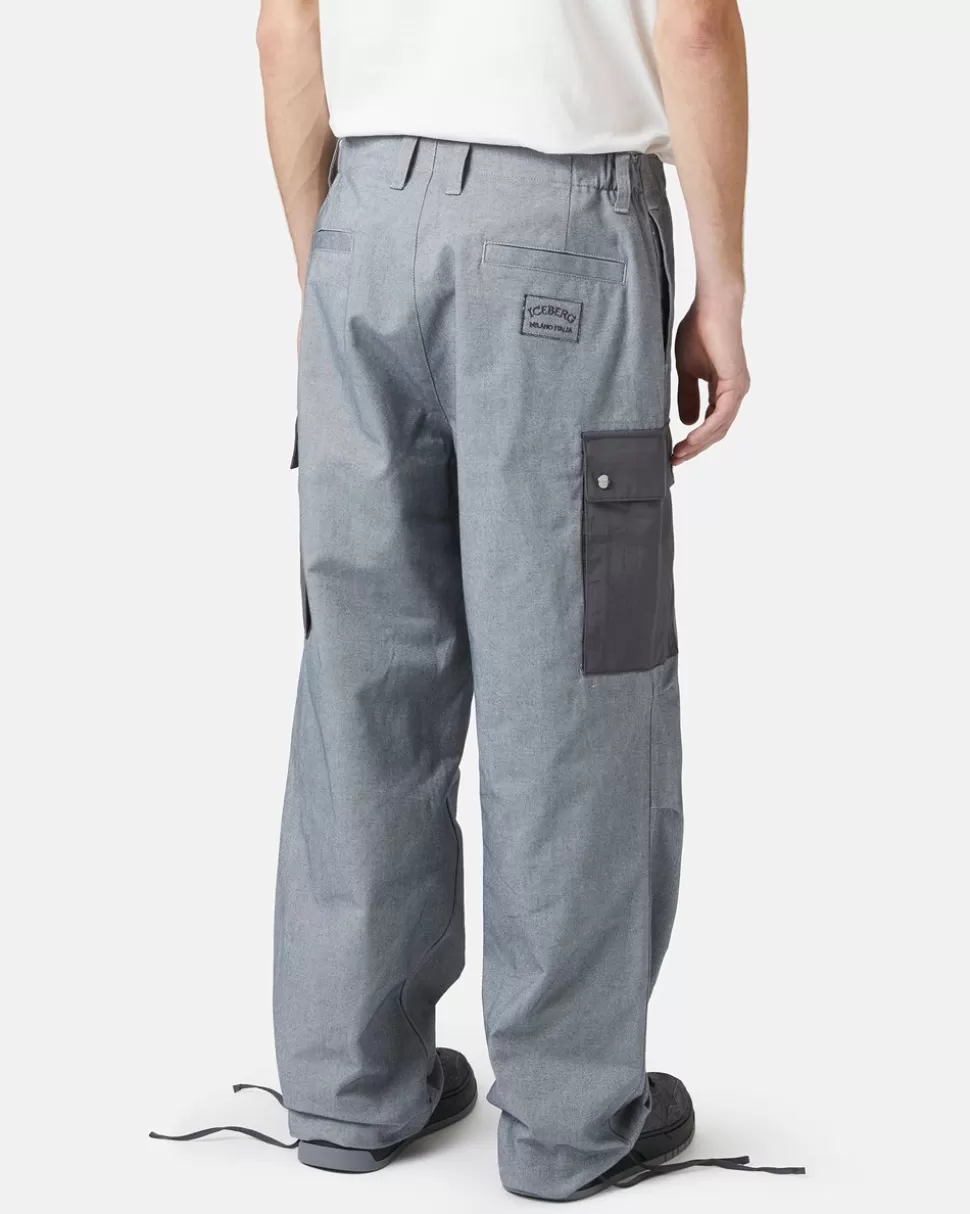 Iceberg Gabardine Cargo Trousers | Mix Material | Trousers