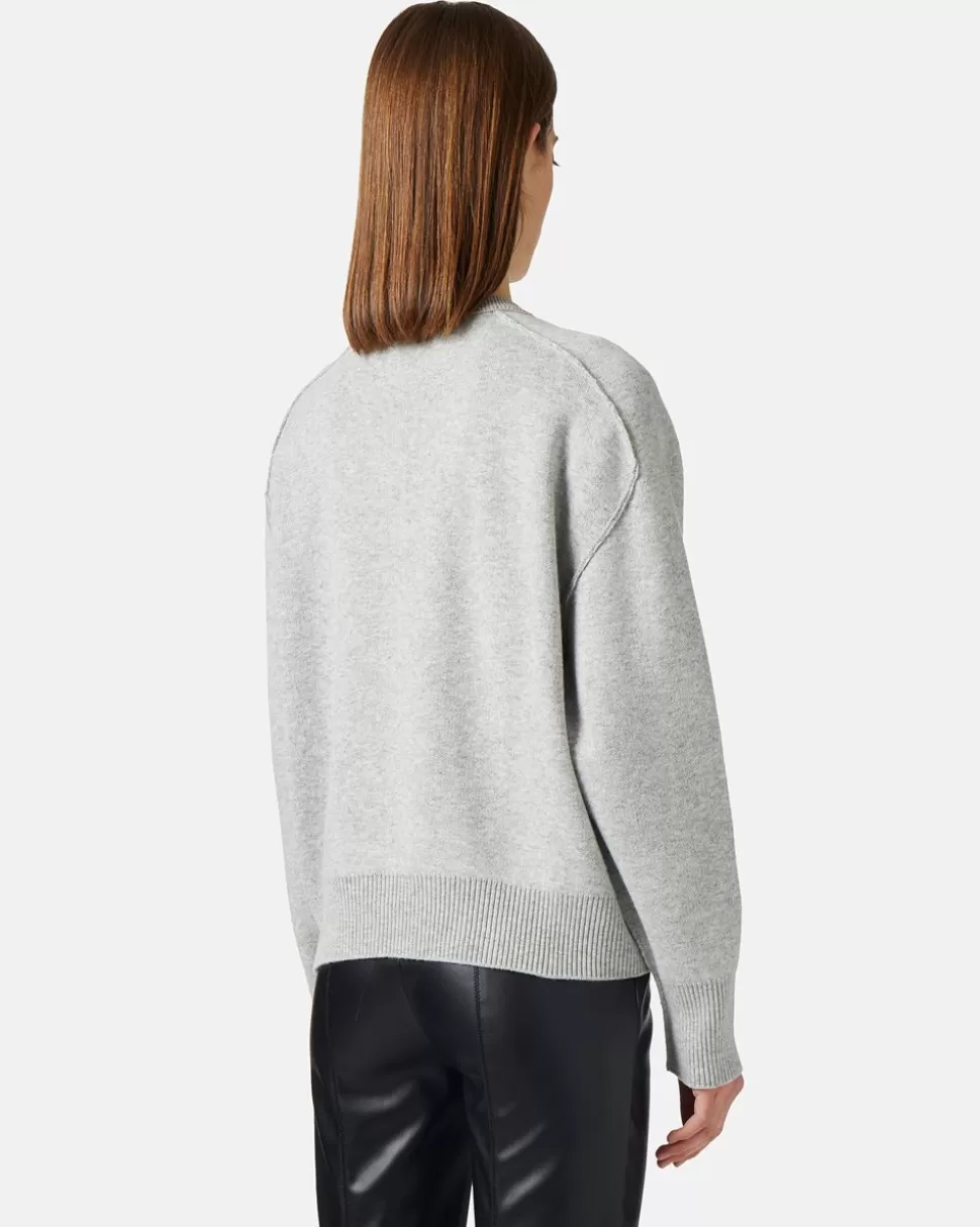 Iceberg Gray Crew-neck Sweater With Logo | Women Daywear Ice | Knitwear