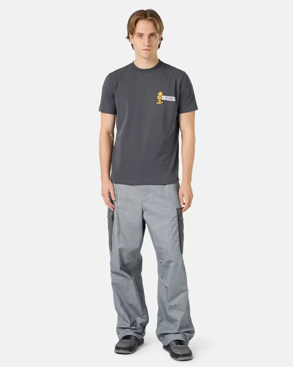 Iceberg Grey Slim-fit T-shirt In Sustainable Stretch Jersey With Garfield Print And Logo | Garfield | T-Shirts And Polo