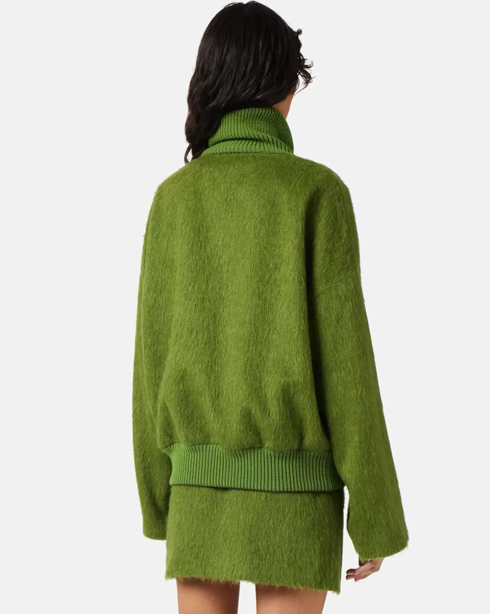 Iceberg High-neck Jacket In Velor Cloth | Women Cactus Snake | Outerwear