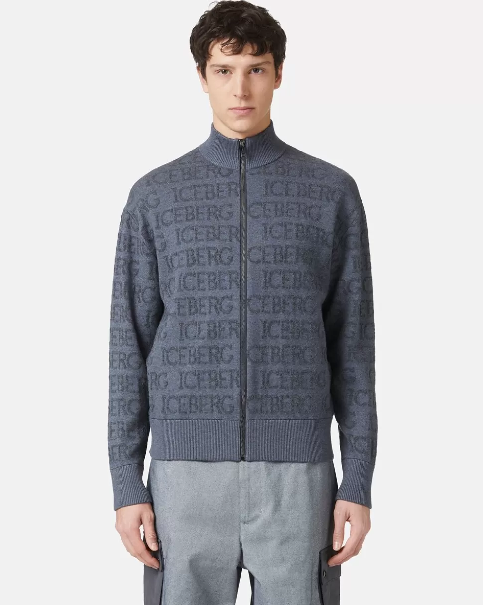 Iceberg Jacquard Knit Bomber Jacket | Outerwear | Knitwear