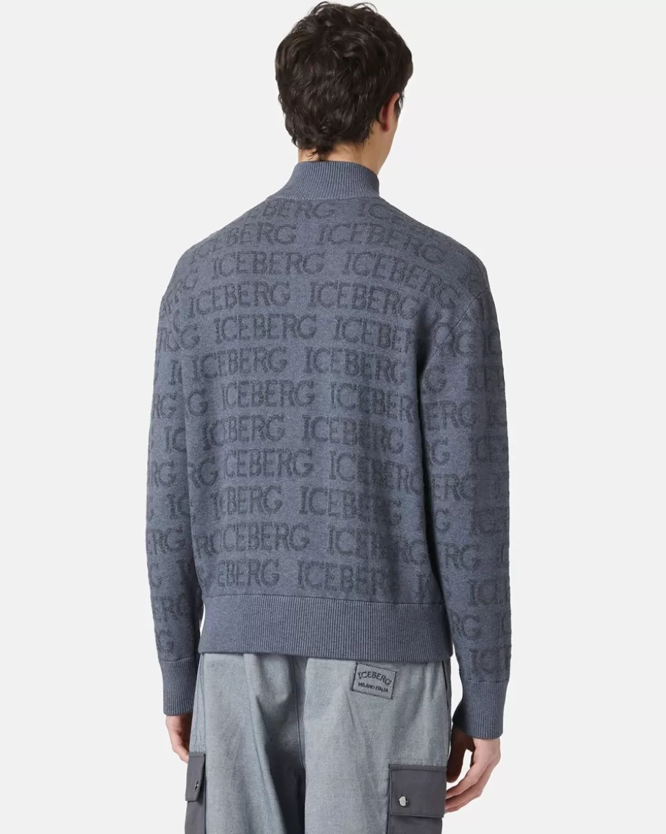 Iceberg Jacquard Knit Bomber Jacket | Outerwear | Knitwear