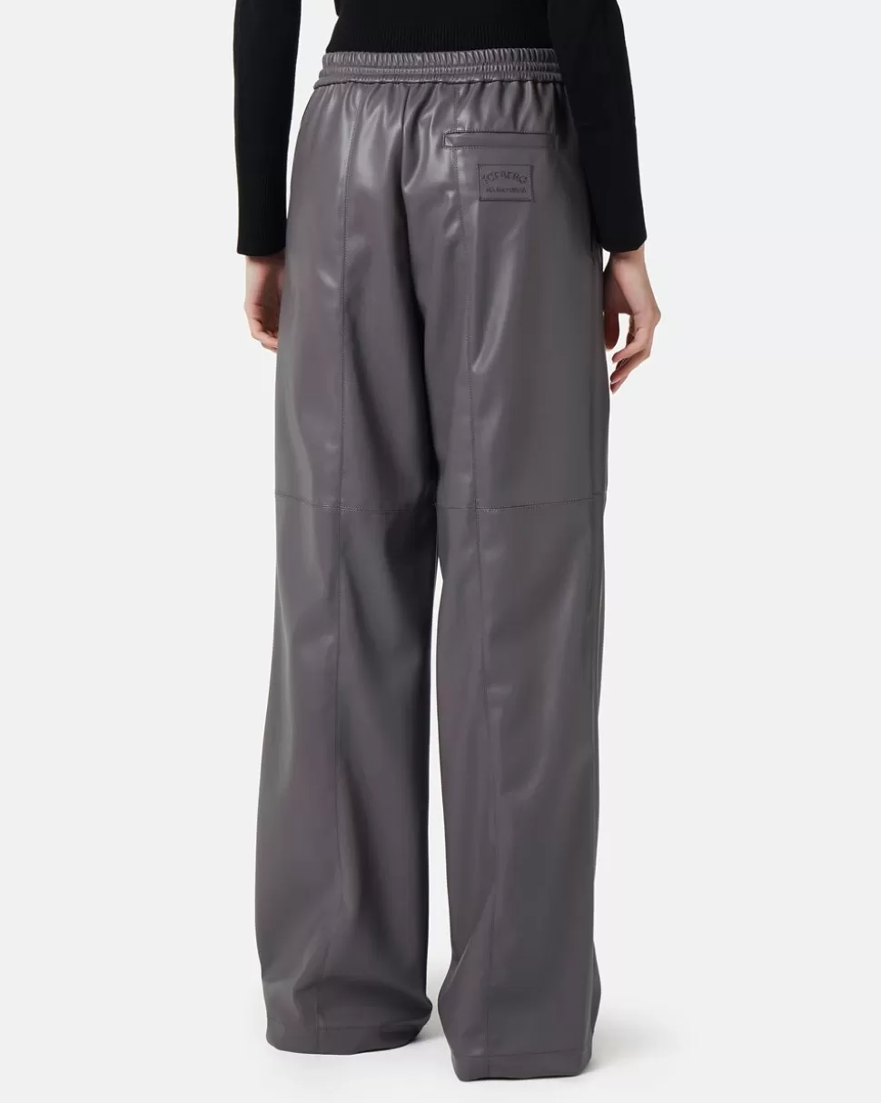 Iceberg Joggers Fit Trousers In Faux Leather | Women Trousers