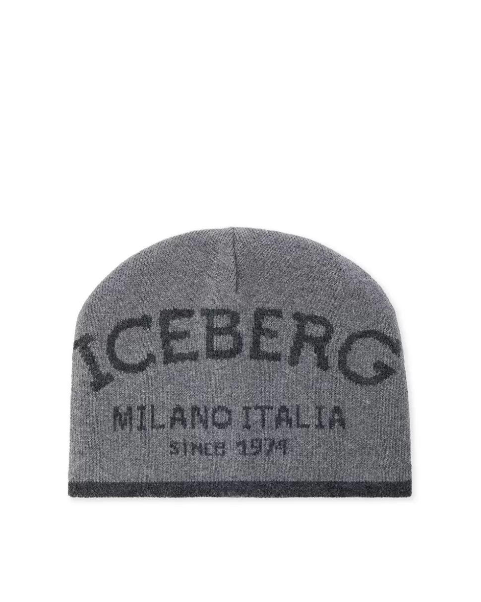 Iceberg Knitted Hat In Carded Wool Blend | Wool Double | Mix Material