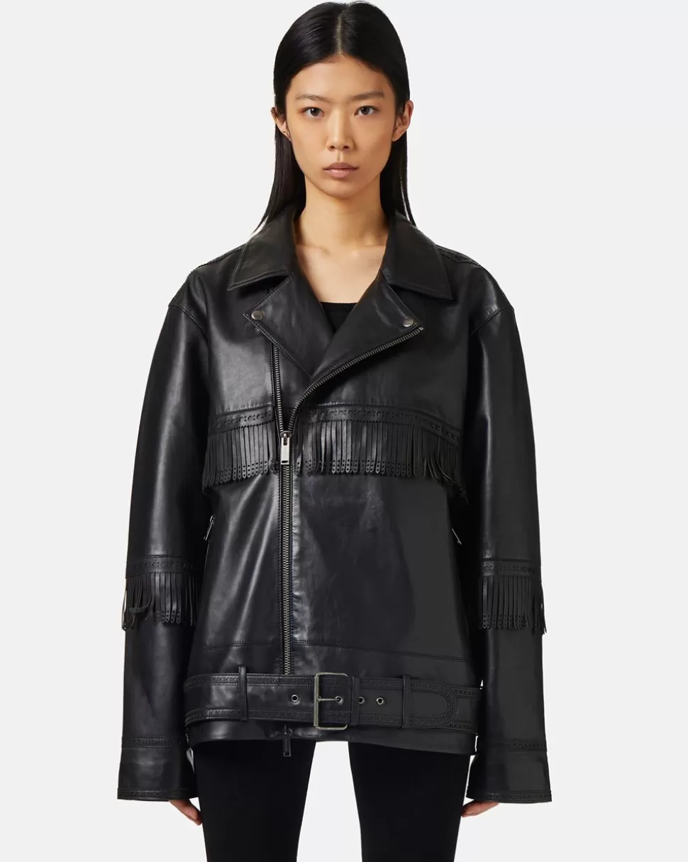 Iceberg Leather Jacket With Brogue Detail And Fringes | Women Outerwear