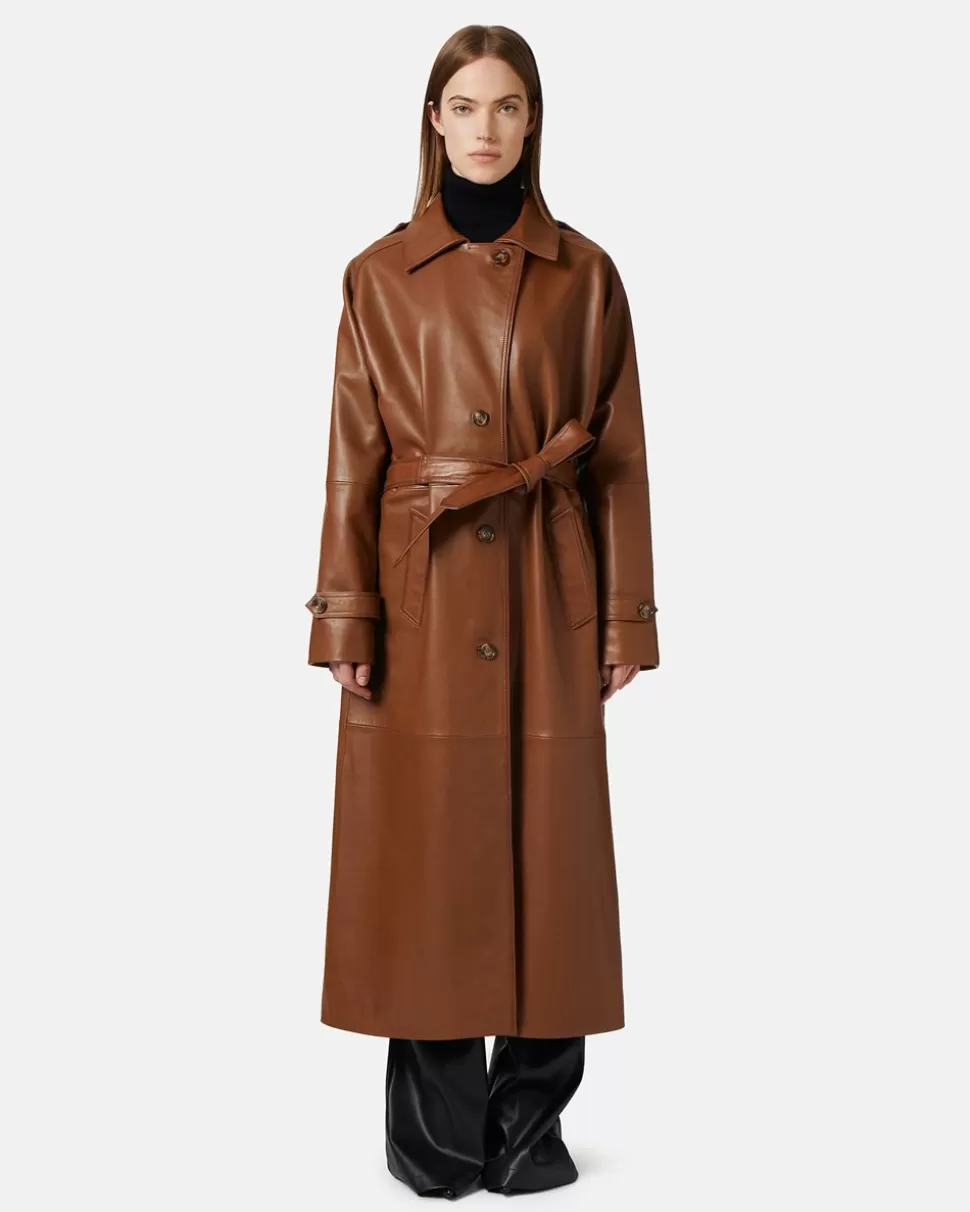 Iceberg Long Leather Coat | Women Outerwear